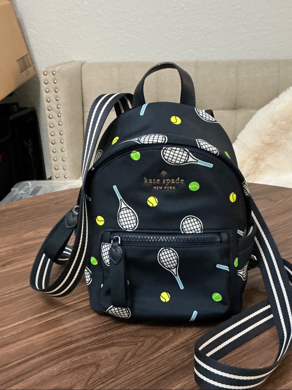 kate spade Black Tennis Print Mini Backpack